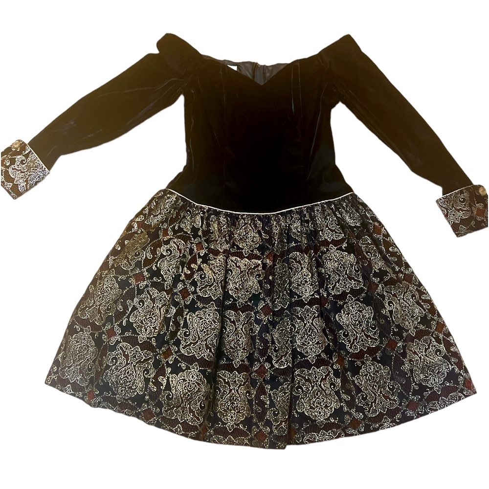 Vintage 1980’s Scott McClintock Velvet Off Shoulder Puffy Short Cocktail Dress S